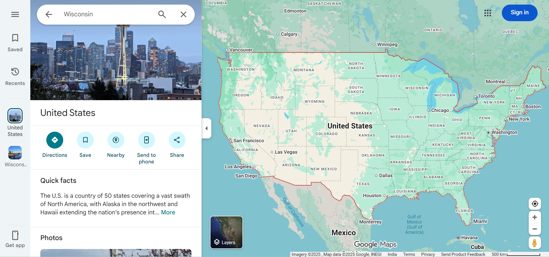 Google Maps Interface