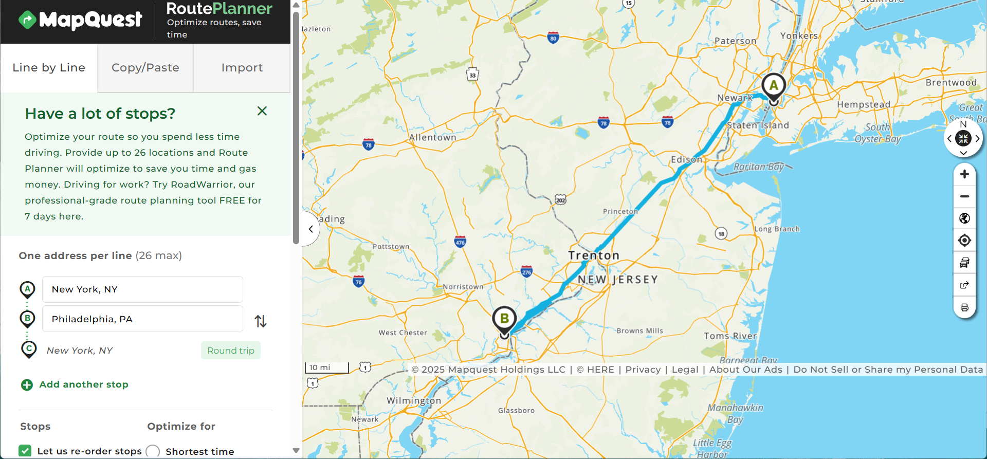 MapQuest Route Planner Directions