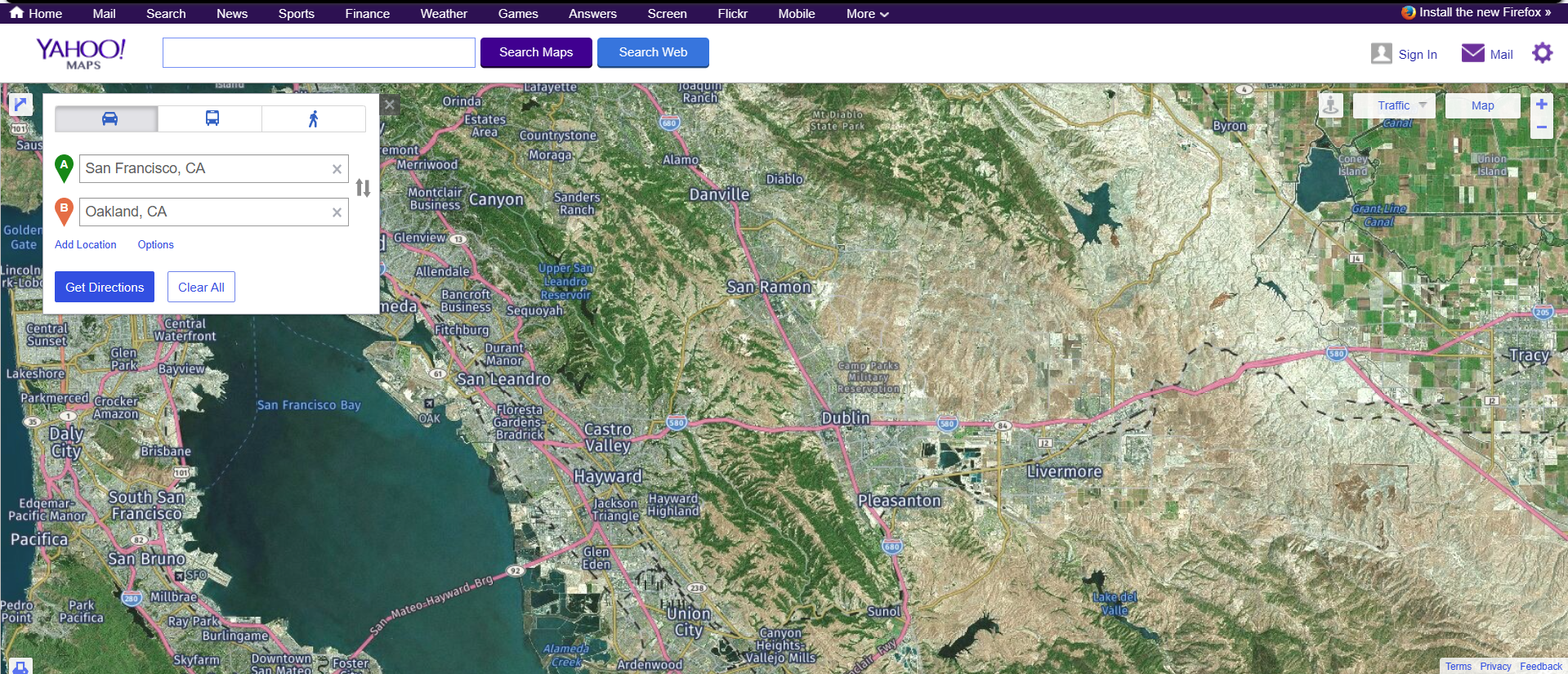 Yahoo Maps Driving Directions Route Planner